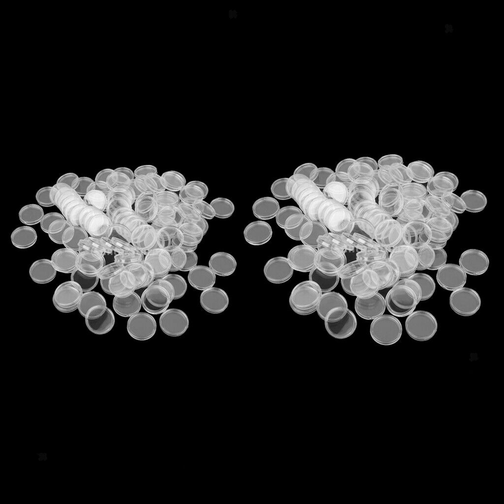 200Pcs Plastic Round Coin Capsules Collectibles Storage Display Box Case 26/30mm