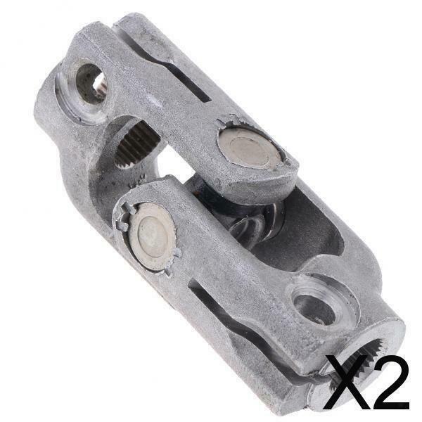 2X Metal 30T 14mm Polished Steering Shaft Ball U-Joint Coupler for ATV Vehicles