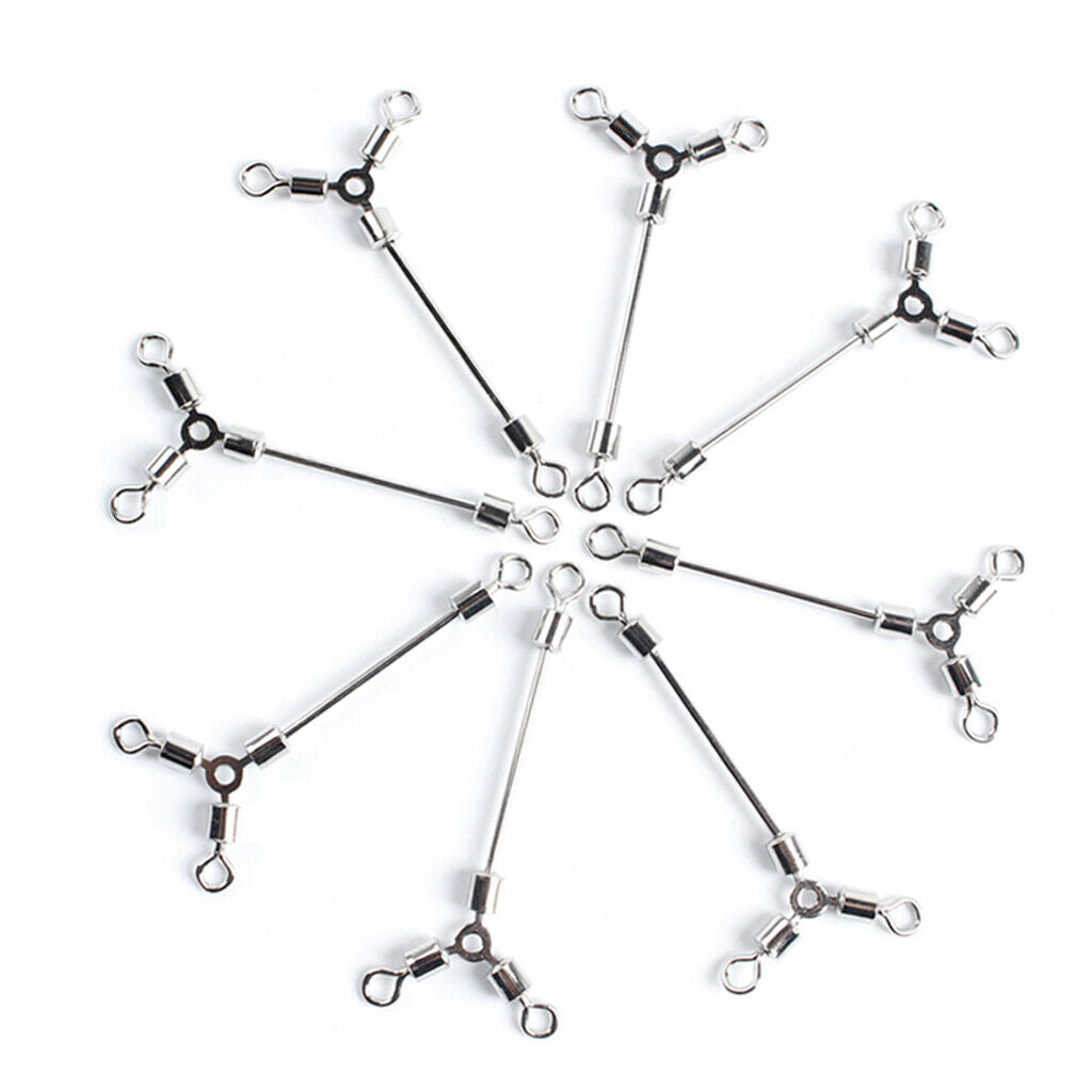 70Pcs/lot Heavy Duty 3 Way Fishing Swivels Terminal Tackle Connector 7 Sizes