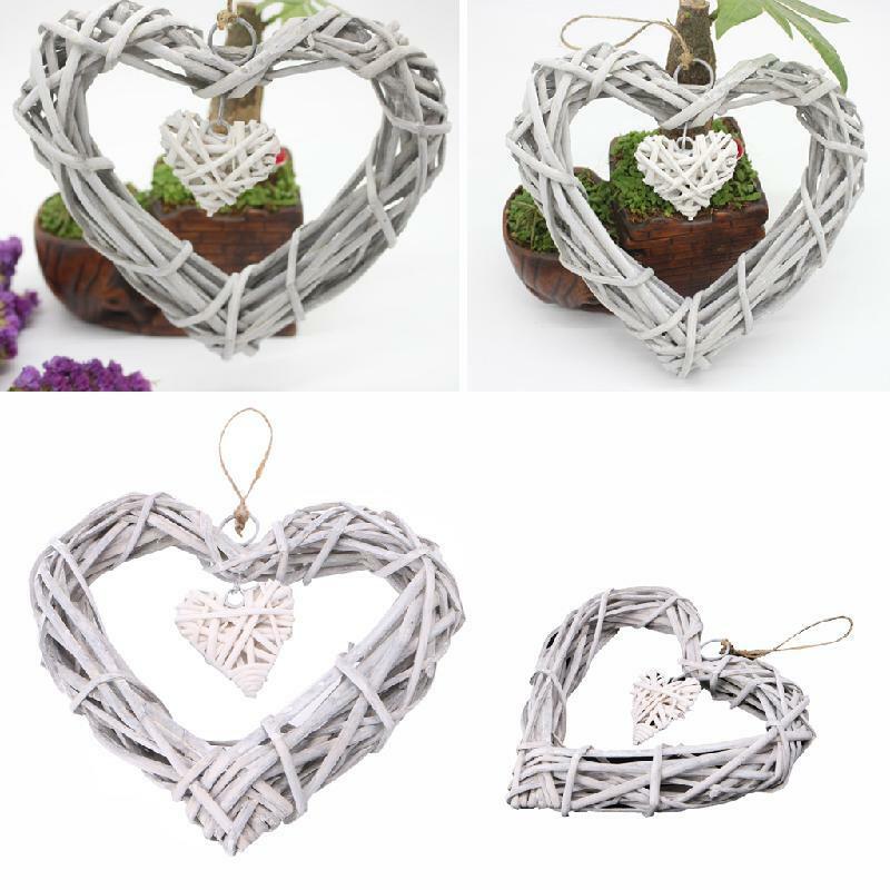 Wicker Love Heart Shape Shabby Chic Wreath Hanging Wedding Birthday Party Decor