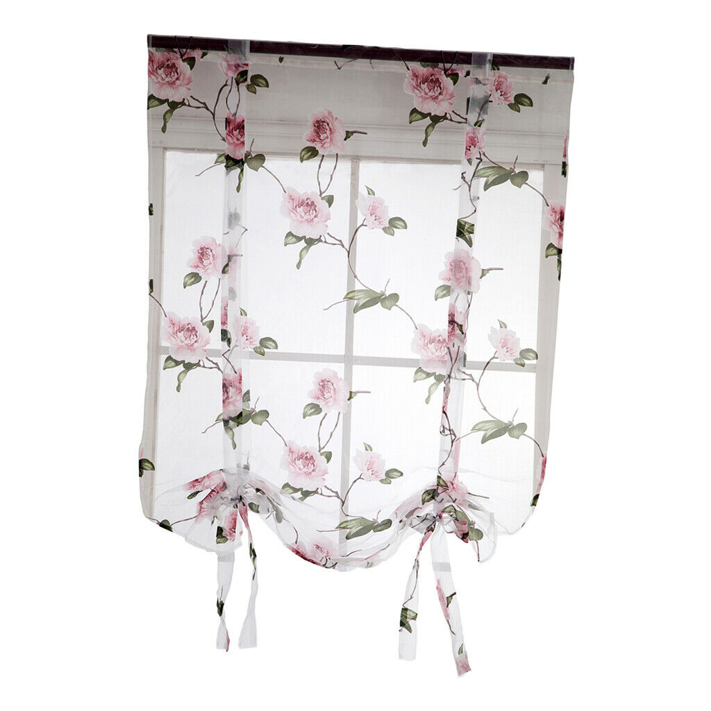 Curtain Tie-up Short Window Curtain Sheer Voile Gauze for Balcony Bathroom