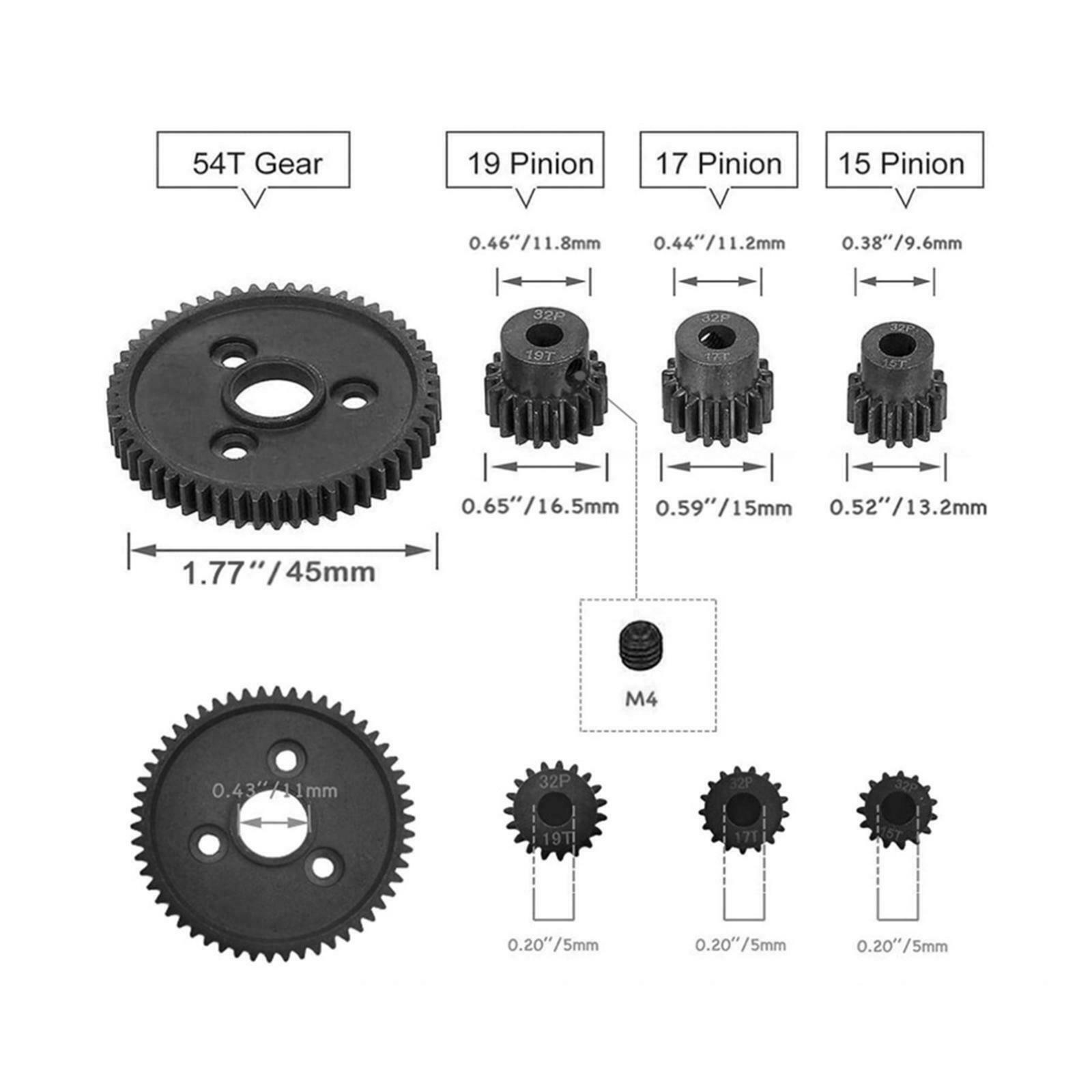 54T Spur Motor & 15T/17T/19T Pinions Gear Fits For Stampede 4x4 VXL Parts