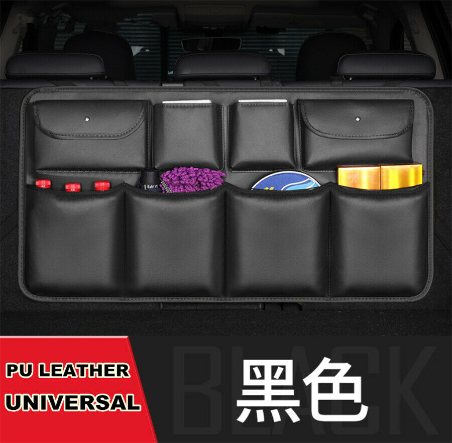 1x Car Seat Back PU Leather Organizer Bag Multi-use Interior Tidying Storage Bag