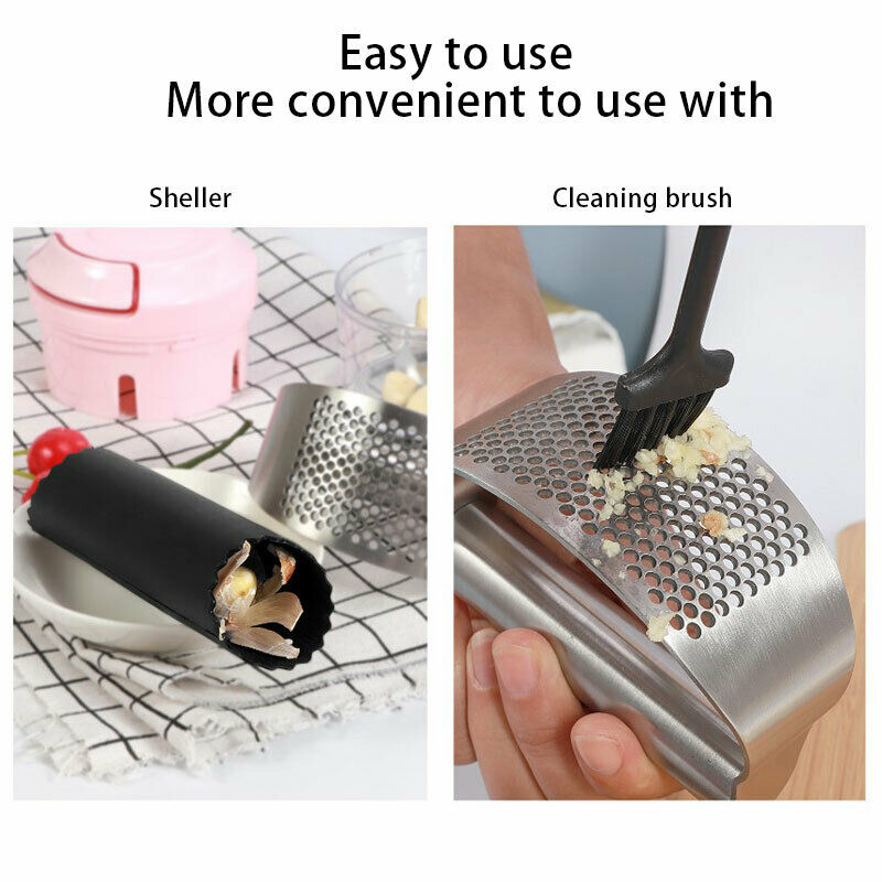 Stainless Steel Garlic Press Crusher Home Cooking Vegetables Ginger SqueezerBDA