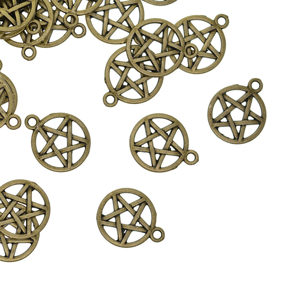 50 pieces round star charms pendants jewelry pendants beads DIY