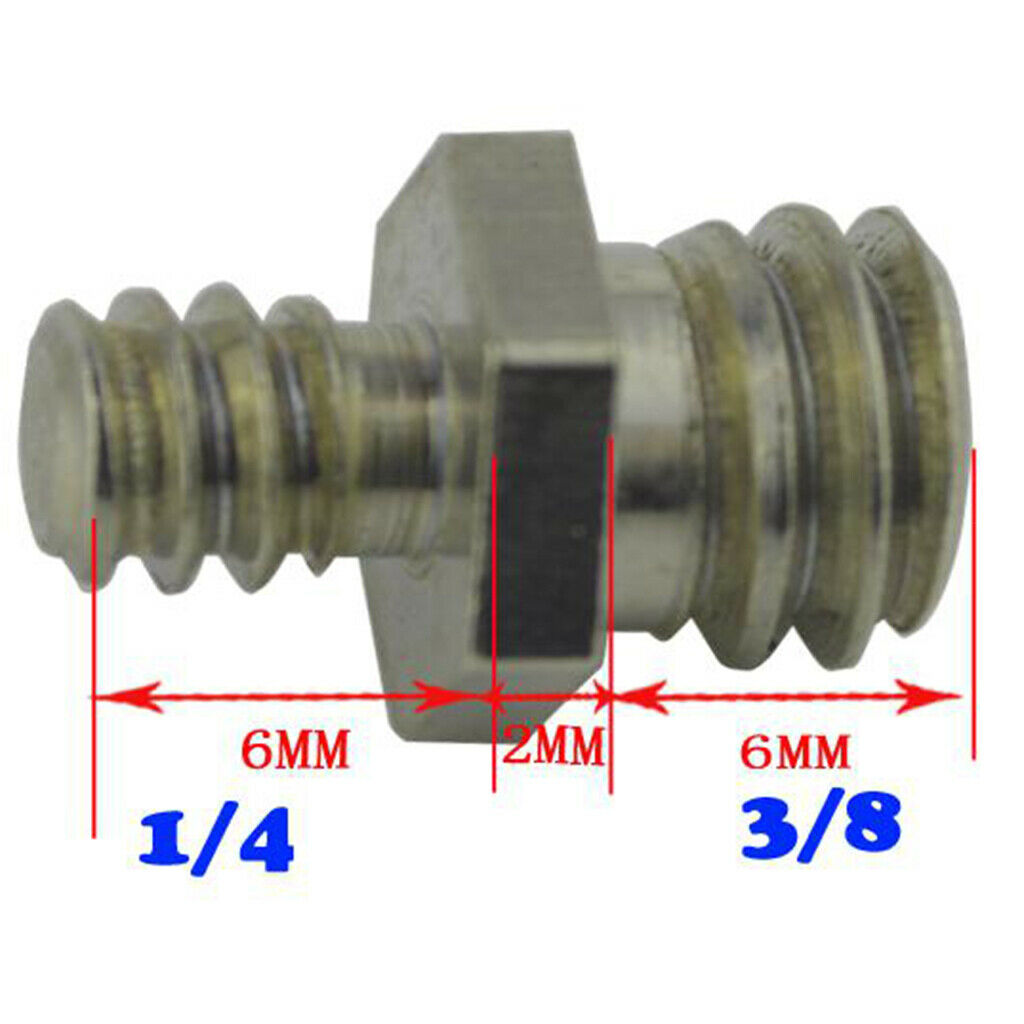 Dual 1/4" Male to 3/8" Male Threaded Screw Adapter for Photography Tripod