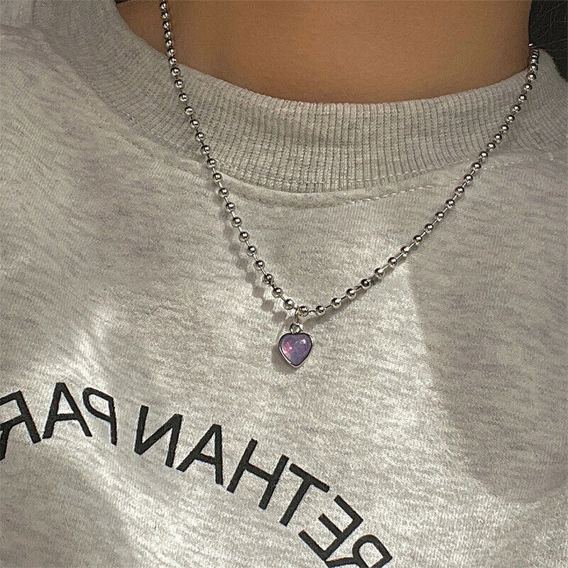 Love Heart Pendant Chain Necklace For Women Girl Friends Halloween Jewelry Gi Qx