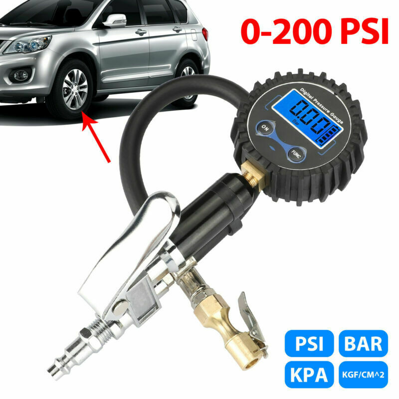 Digital Tire 200 PSI Inflator with Pressure Gauge Air Chuck for Truck/Car/Bike