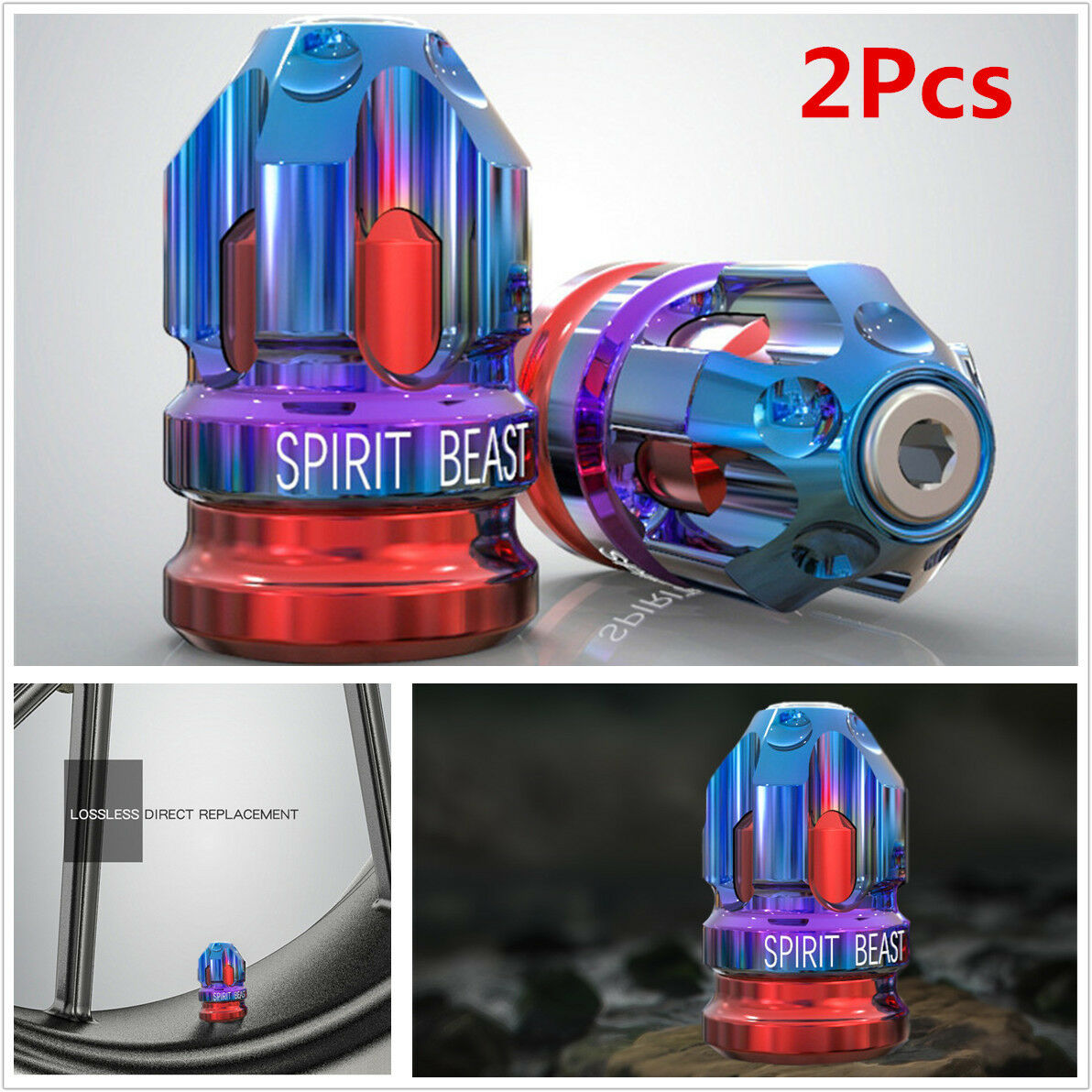 Motorcycle Tire Gas Valve Mouth Cover Cap Tire Decoration Accessories Blue & Red