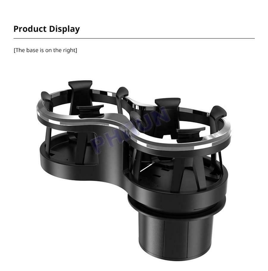 Universal Car Mounted Drink Holder Adjustable Base Elastic Double Frame Black