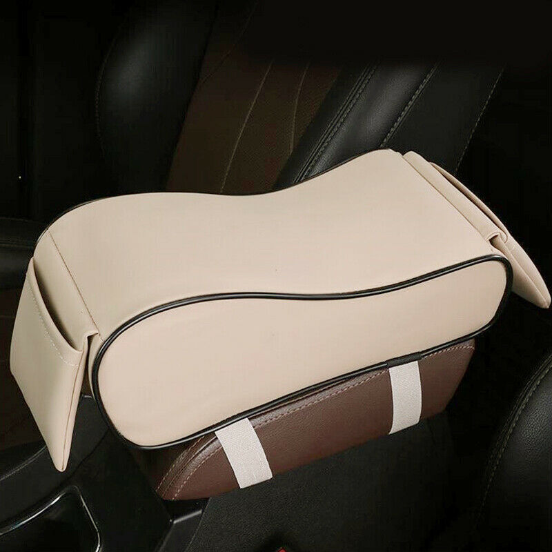 Dust-proof Leather Car Armrest Pad Cover Center Console Cushion Mat W/ Pockets