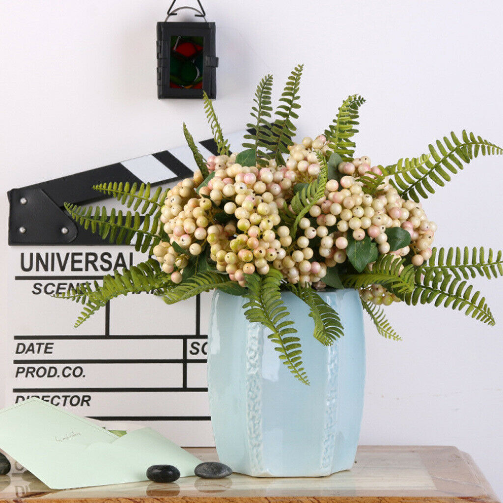 2pcs Plastic Blueberry Fruits Plants Branch-Home Tabletop Floral Vase Home