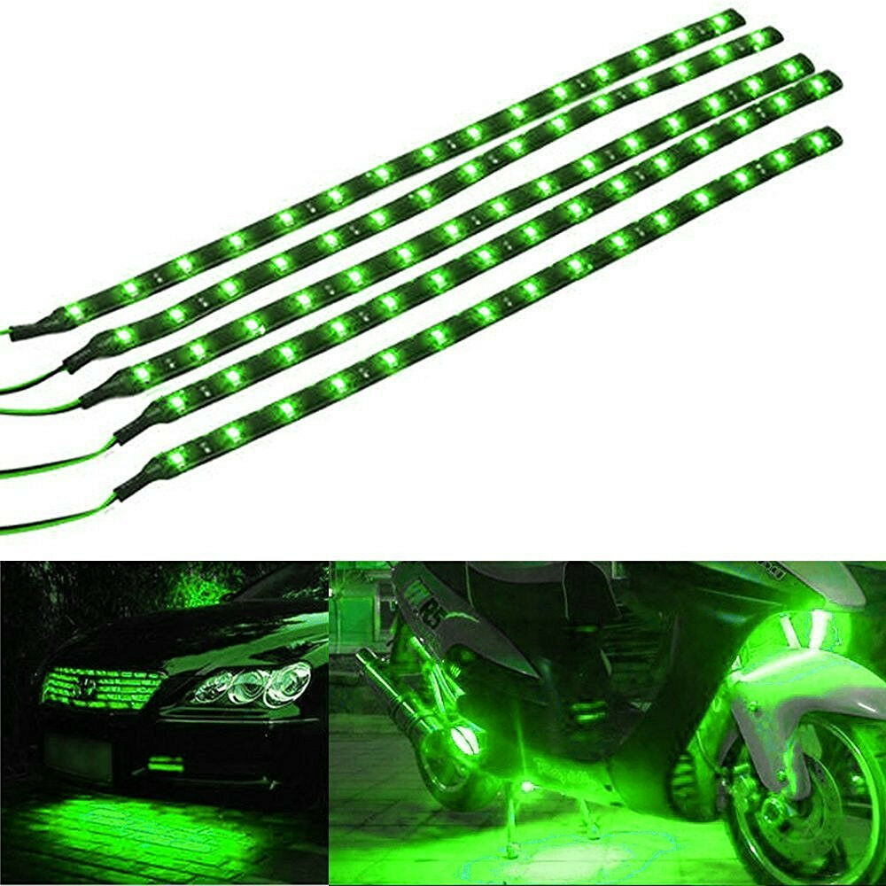 8Pcs/Lot 12V 15 LED 30cm Car Motor Vehicle Flexible Waterproof Strip Light Green