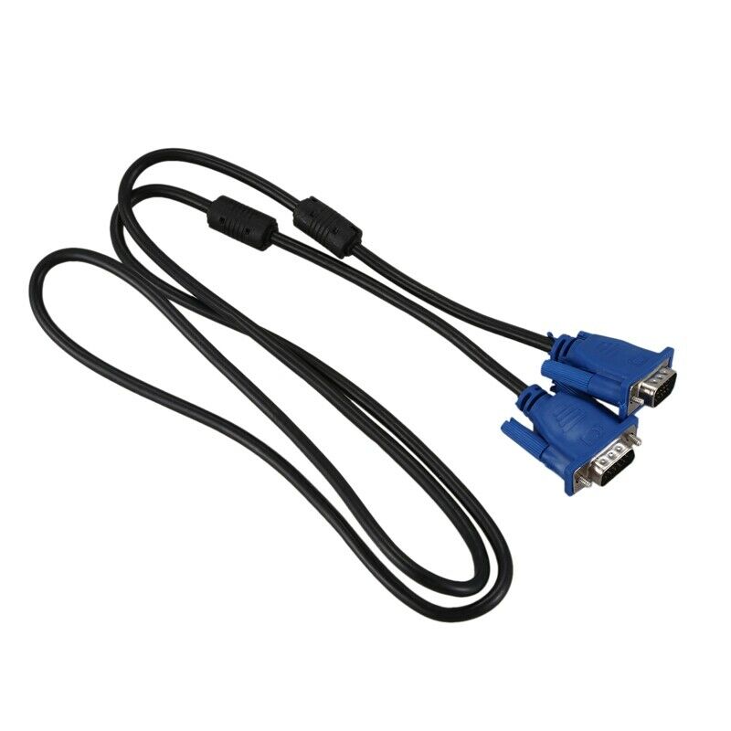 Black Blue VGA 15 pins Male to Male Plug Cable Computer Monitor Wire Cable 1.5W7
