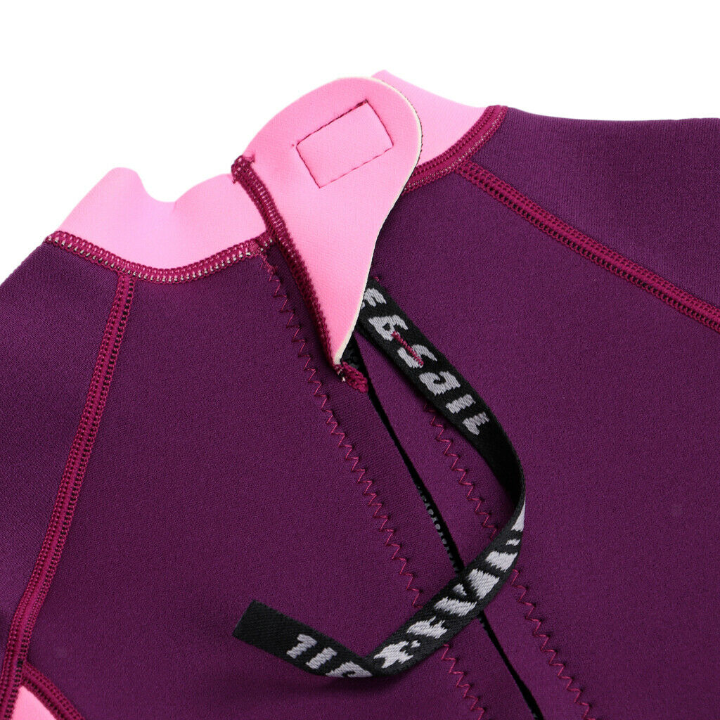 Neoprene Wetsuit Long Sleeve Full Body Swimsuit for Kids Black+ pink S