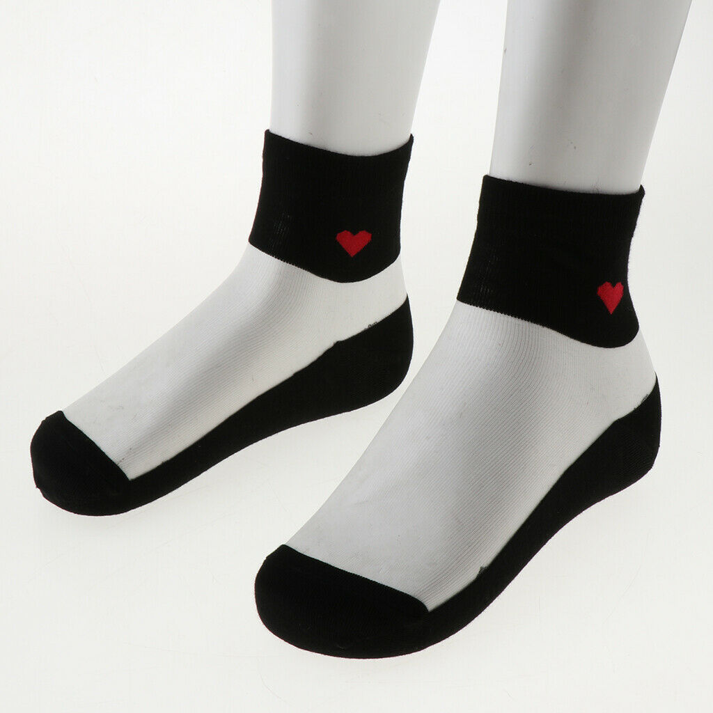 Women Ankle Socks Ultrathin Transparent Crystal Lace Sheer Socks Heart White