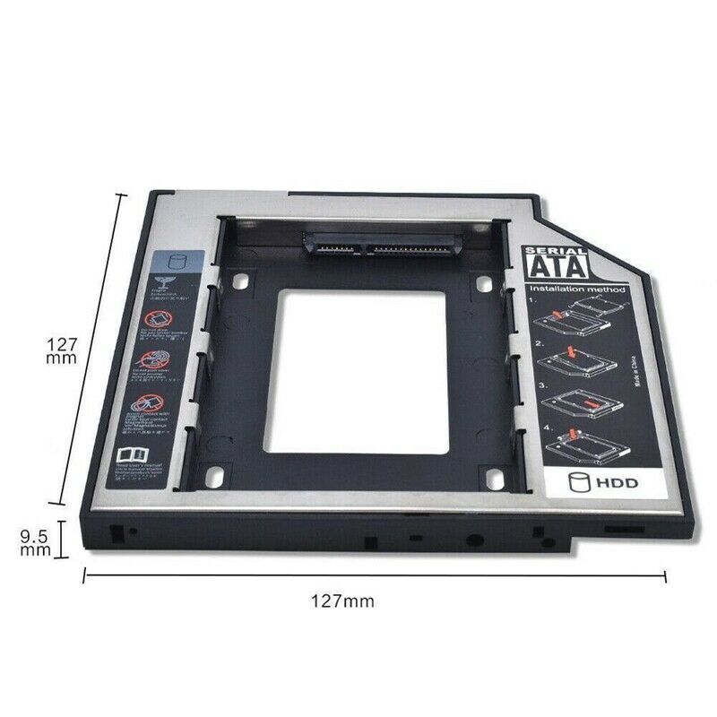 Universal 9.5mm SATA 2Nd SSD D Hard Drive Case Adapter Tray or Laptop CD /  B5F5
