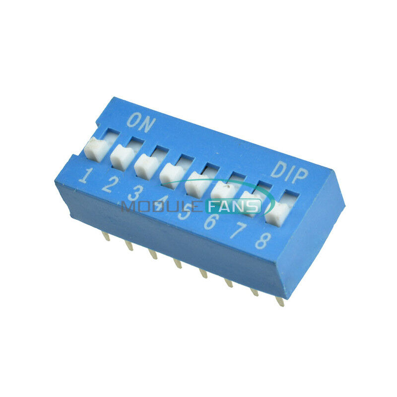 10pcs Blue 2.54mm Pitch 8 PositionWay 8-Bit Slide Type DIP Switch New