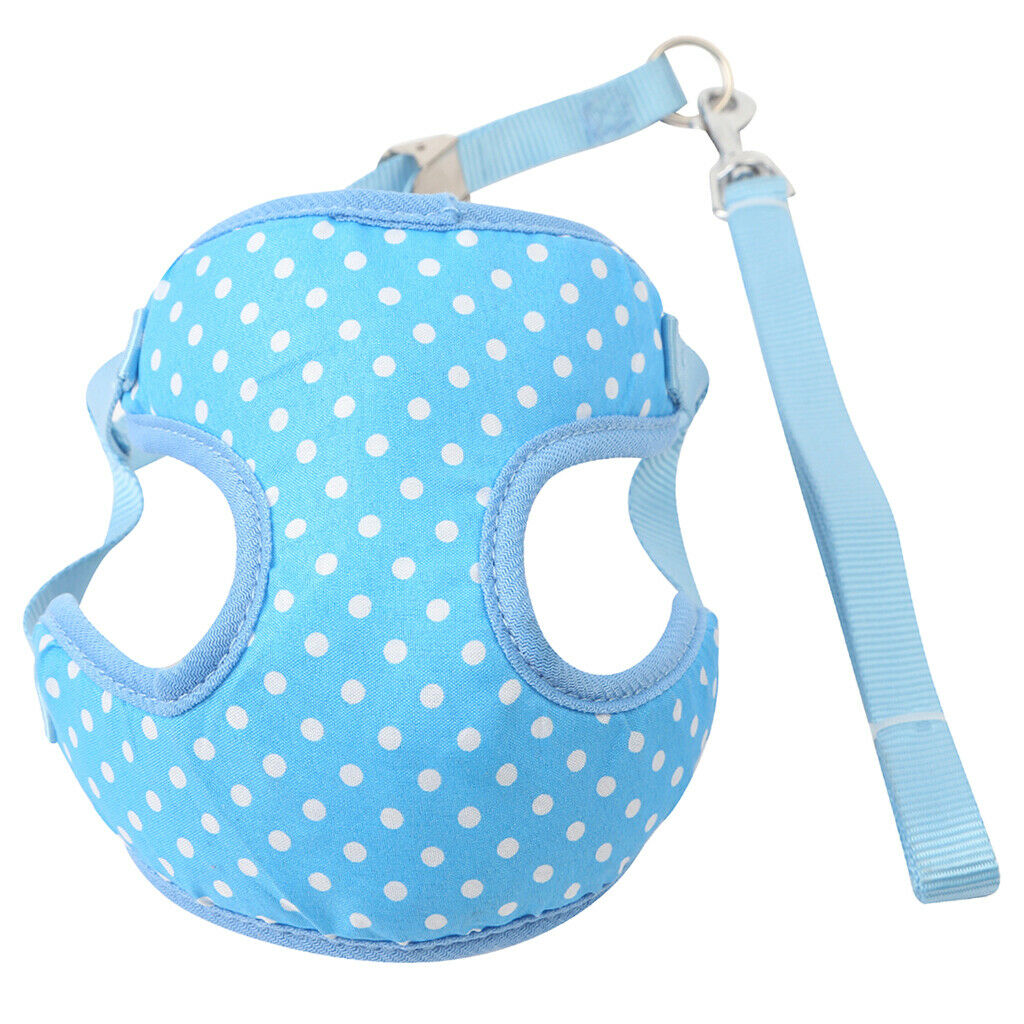 Colorfol Dot Print Pet Dog Adjustable Harness Leash Lead Pet Vest S Blue