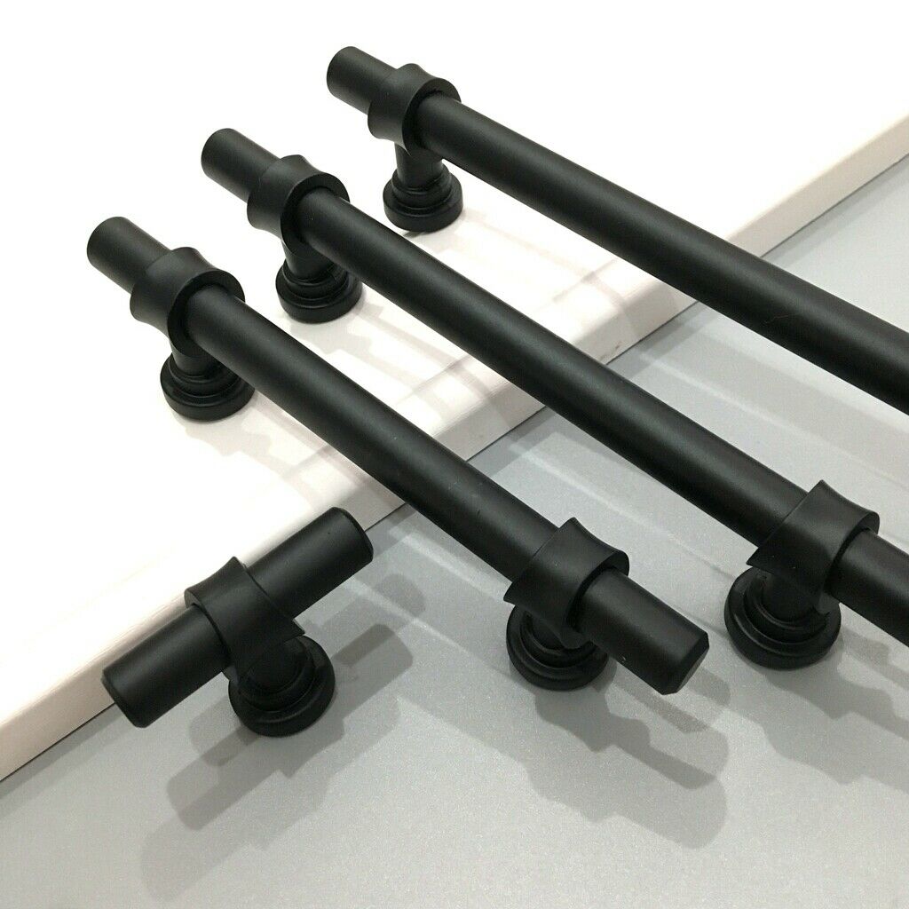 Black Metal Kitchen Cupboard Door Cabinet T Bar Handle Pull Knob 146mm