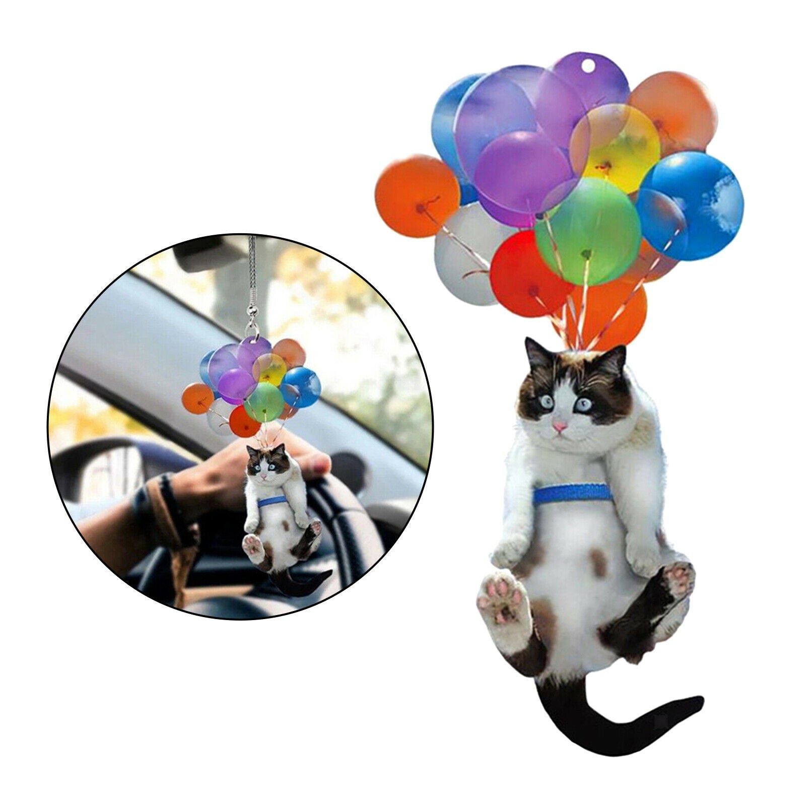 3pcs Creative Cute Car Charm Hanging Ornament Pendants with Colorful Balloons