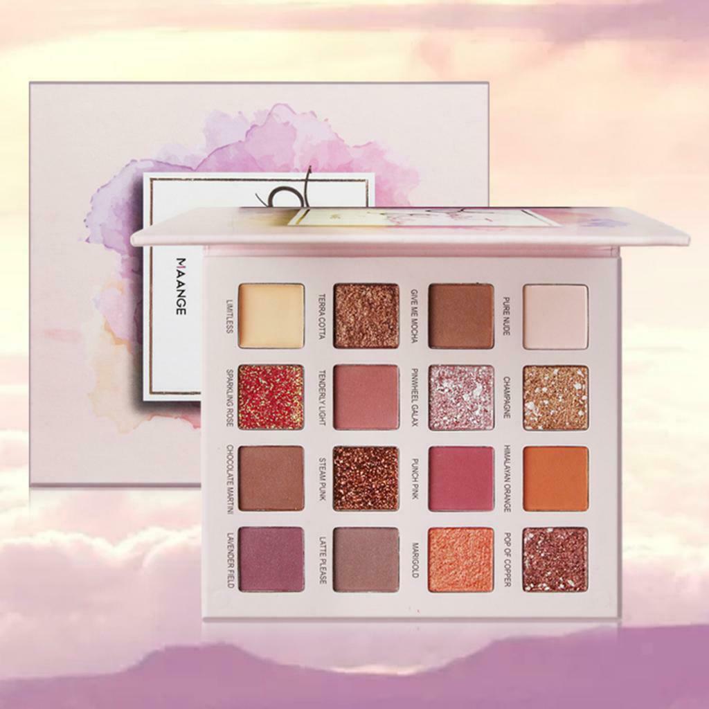 16 Colors Glitter Pearlized Eyeshadow Palette Blendable Eye Shadow Set 02