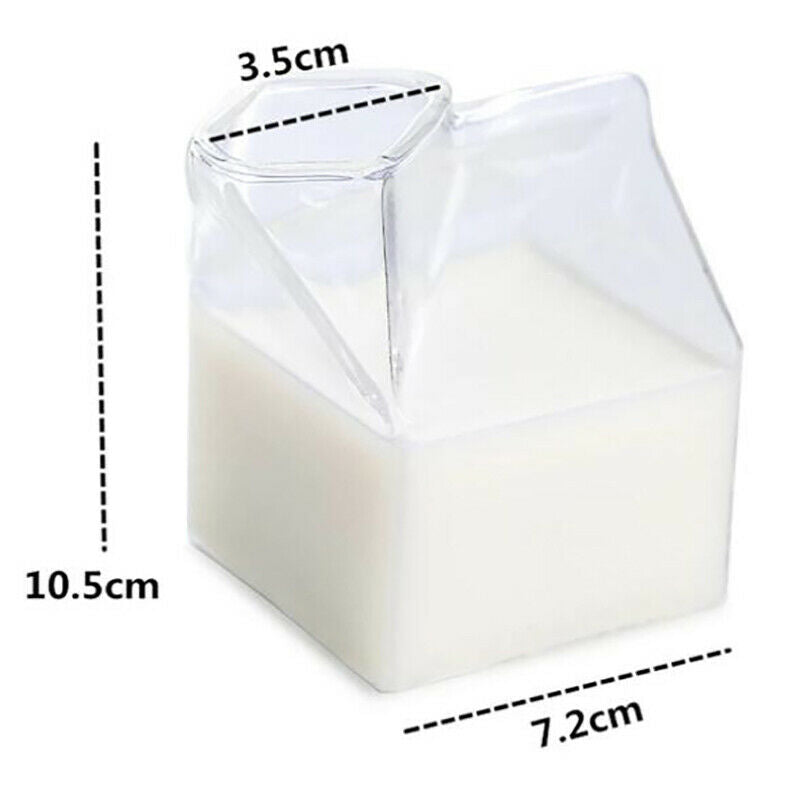 1Pc 300ML Half Pint Milk Carton Style Creative Mini Creamer Jug Glass Milk M TL