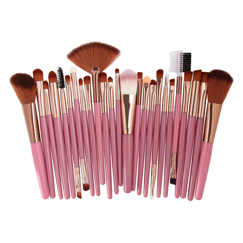 25 Packs Makeup Brushes Concealer Bronzer Blush Blending Brush Pink Coffee