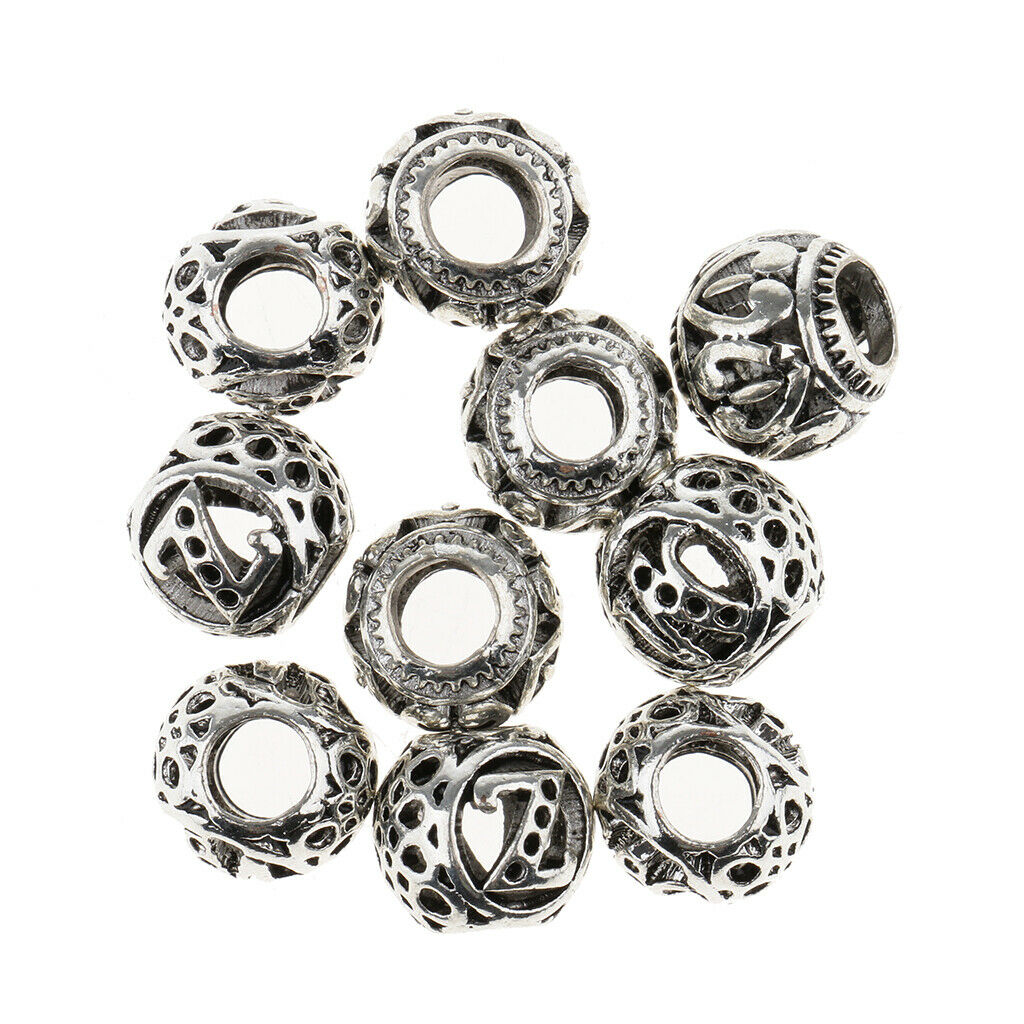 10 Pieces Dreadlock Hair Beads Braiding Pins Rings Cuff Clips Jewelry Loose