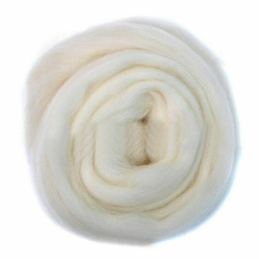 50g White Color Roving Wool Fibre Dyed Wool Tops For Needle Felting DIY Craft