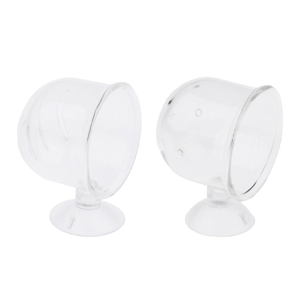 Set Of 2,Glass Pot Plant Cup Holder Shrimp Aquarium Fish Tank Aquatic Feeder