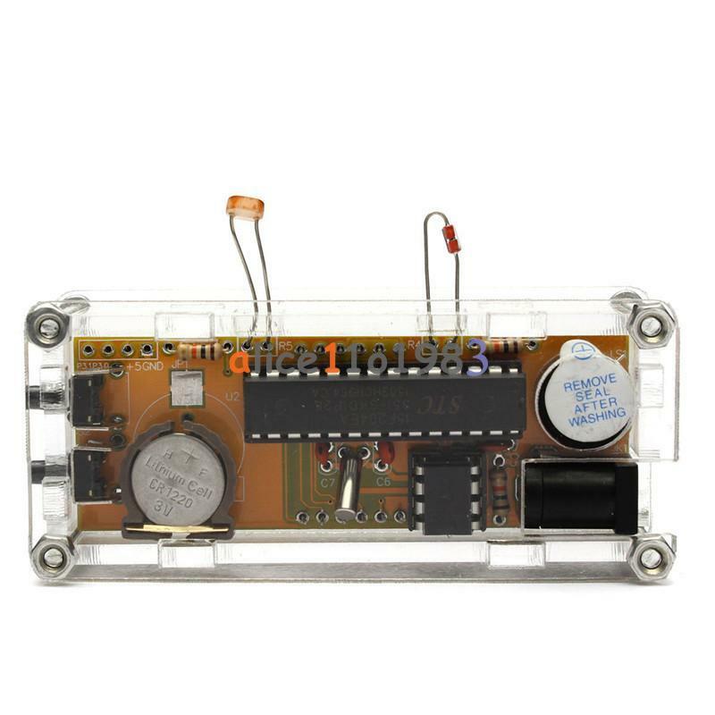 DIY Kit Blue LED Electronic Clock Microcontroller Digital Clock Time Thermometer