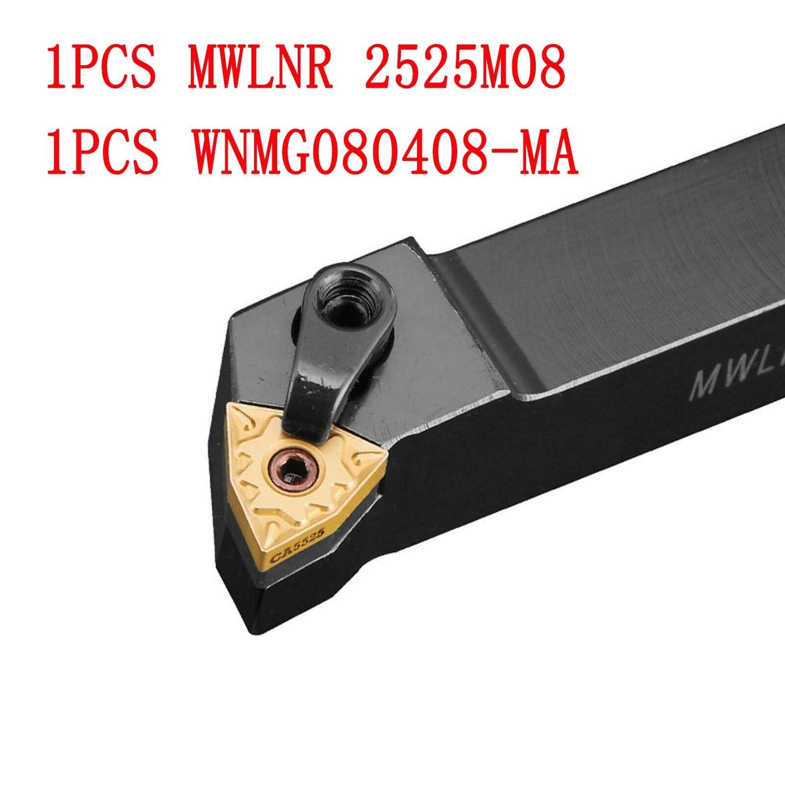 MWLNR2525M08 Index External Lathe Turning Tool Holder+1PCS WNMG080408-MA BP010
