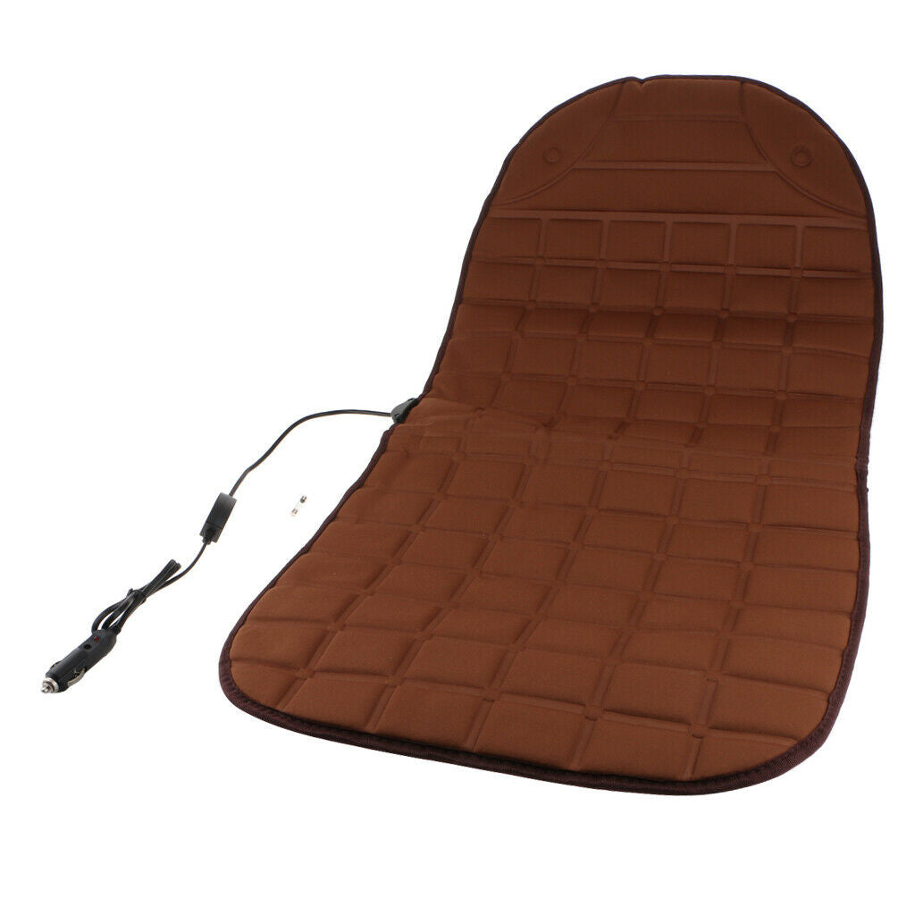 Heated Car Seat Chair Cushion, Electric Heating Warmer Pad Hot Cover Brown