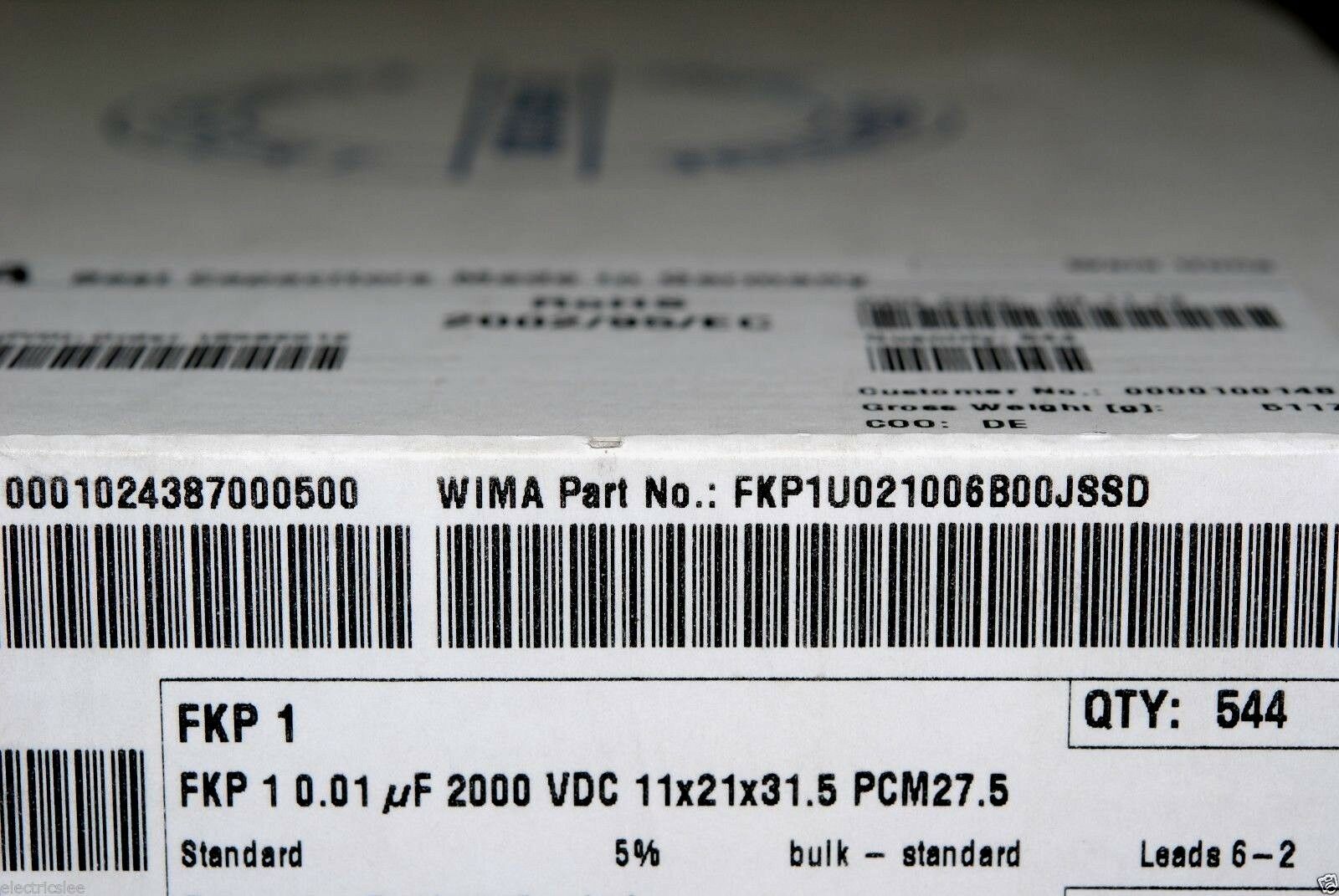 2pcs- WIMA FKP1 0.01uF (0,01µF 10nF) 2000V 5% pitch:27.5mm Capacitor