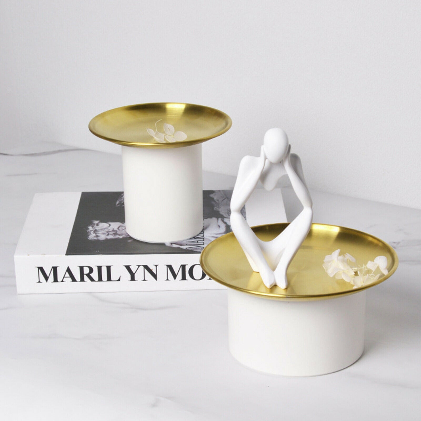 Nordic Storage Box Aluminum Alloy Lidded Storage Countertop White Big