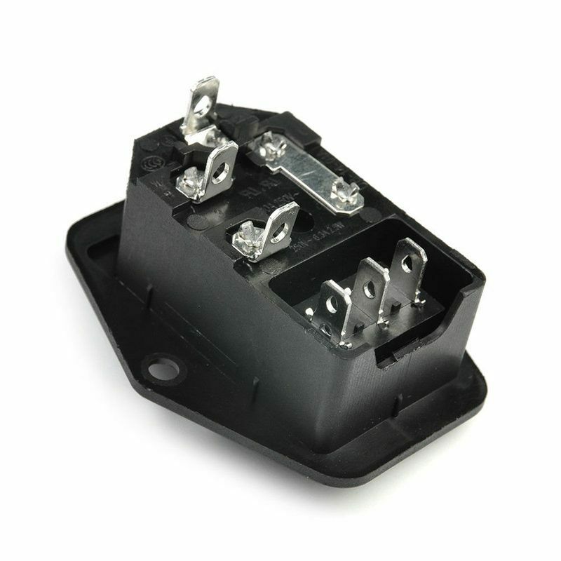 New 3 Pin Iec320 C14 Ac Inlet Male Plug Power Socket With Fuse Switch 10A 250VC7