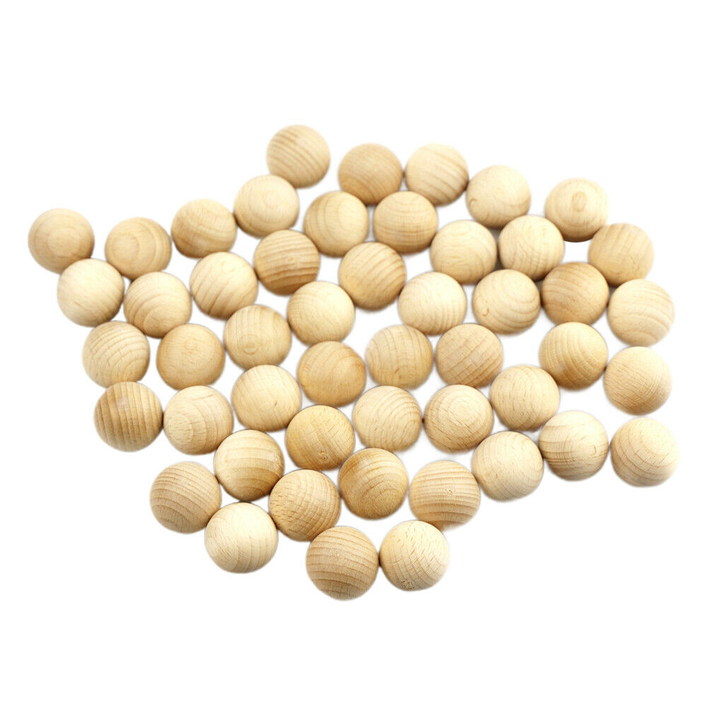 50Pack Unfinished Wooden Beads Loose Spacer DIY Crafts Jewelry Making 2.5cm