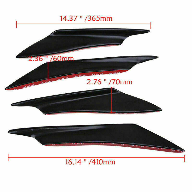 4Pcs Car Front Bumper Fins Splitter Lips Diffuser Canards Carbon Fiber Universal