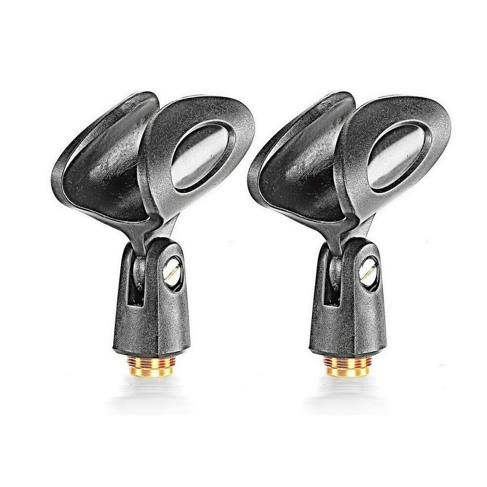 Dual Wireless Microphone Stand Clip Clamp Holder for Sennheiser e845 Vocal Mics