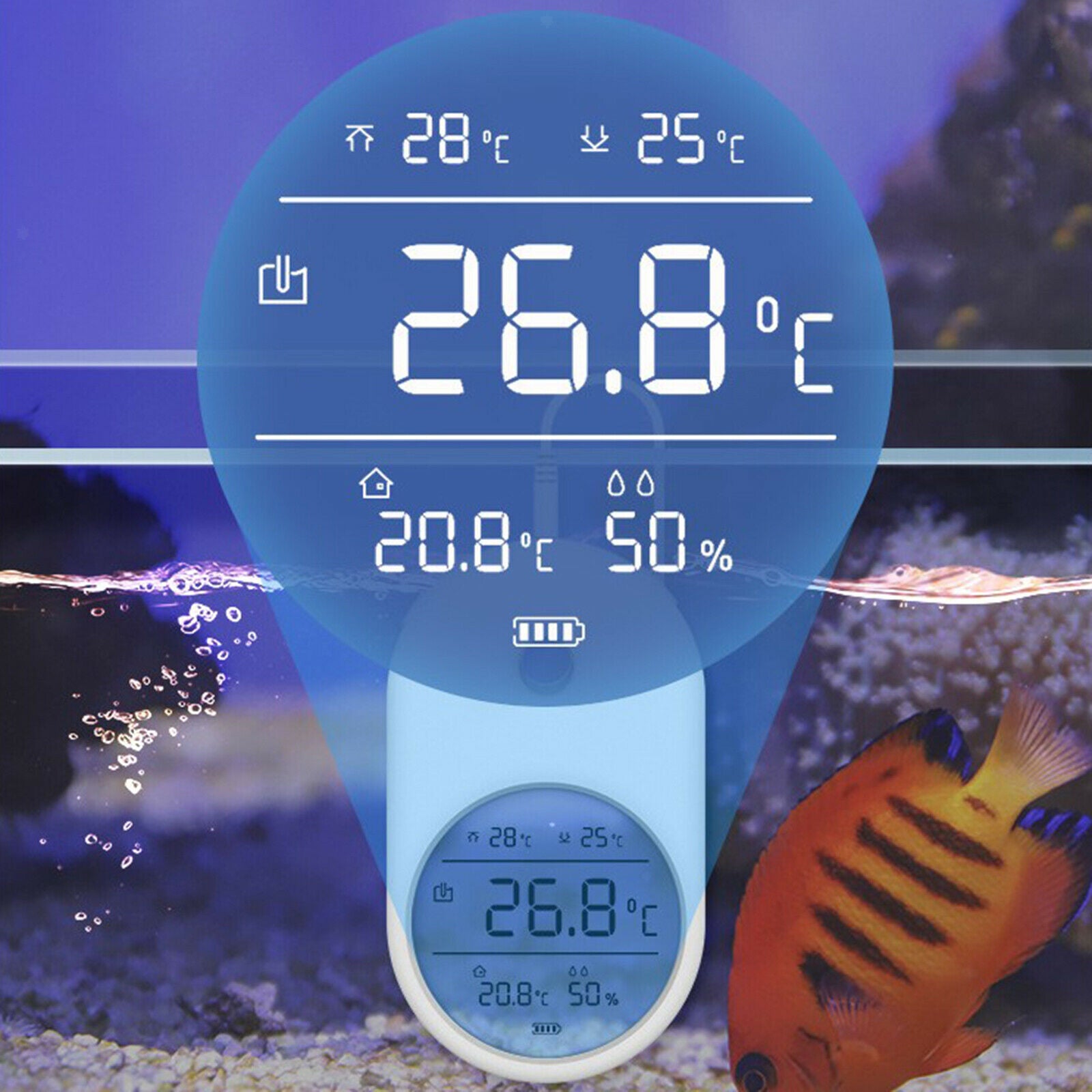 3in1 LCD Aquarium Thermometer Fish Tank Water Temperature Measuring Fish