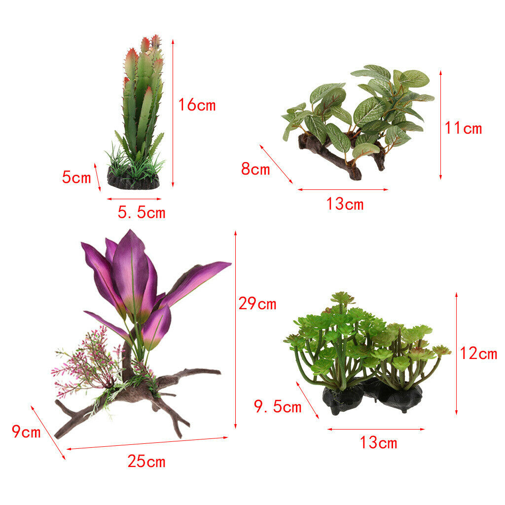 Set of 2, Terrarium Tank Lifelike Plants Vines Decorative Ornament for Reptiles