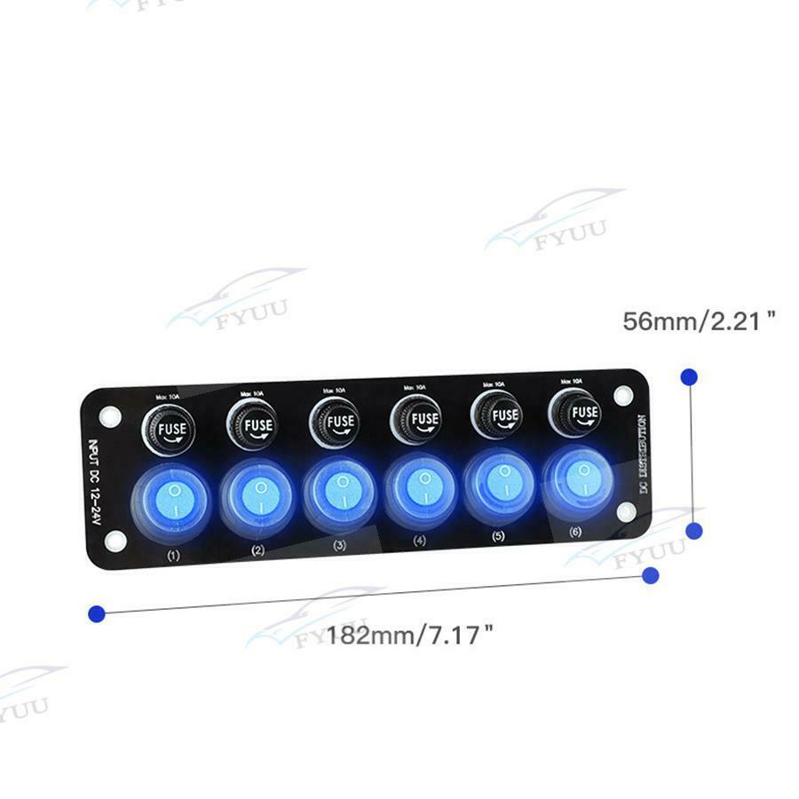 6 Gang Toggle Rocker Switch Panel On/Off For Motorhome RV Boat Marine Truck 12V