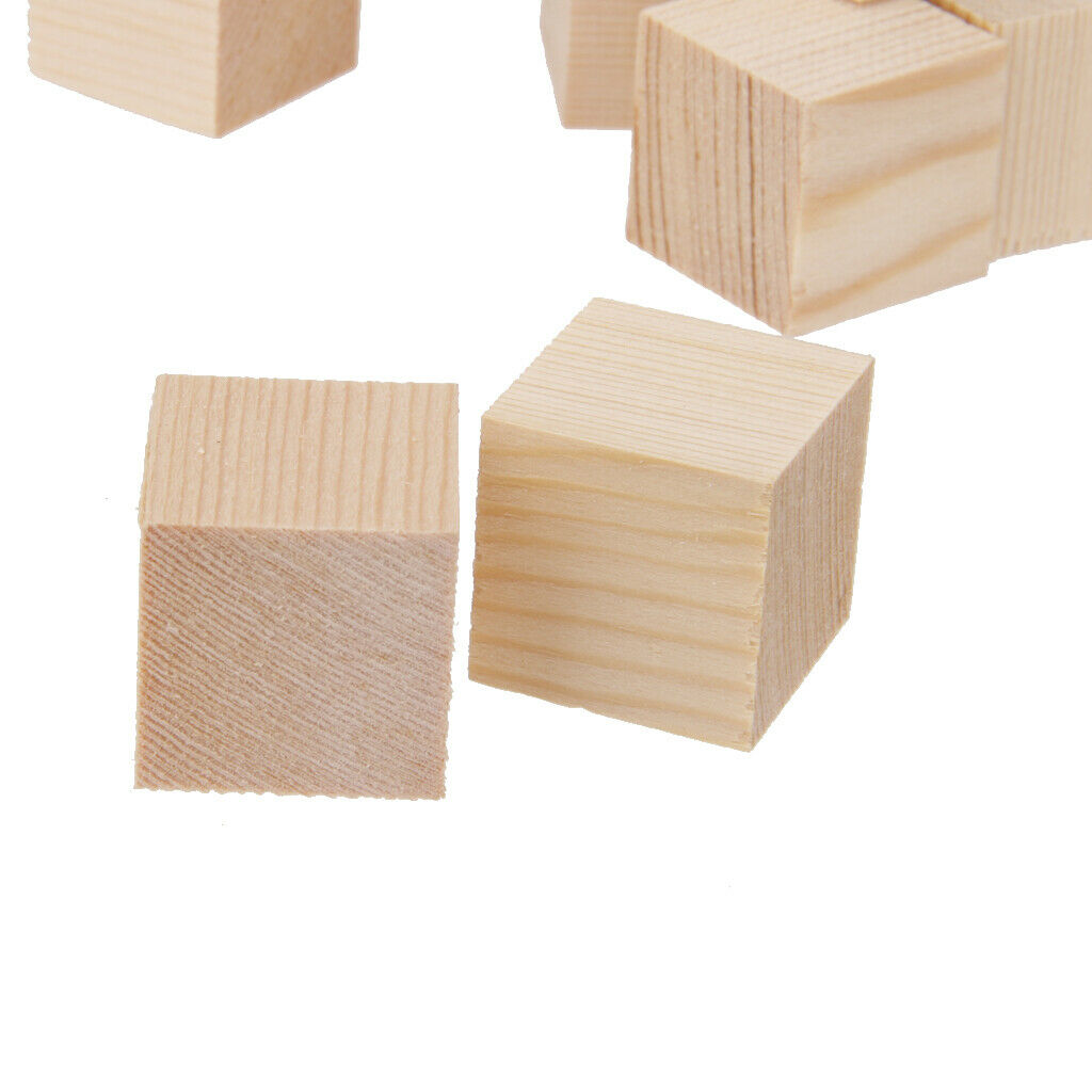 10pcs Unfinished Wood Cube Blocks for Scrapbooking Kids Crafts Gifts 25mm