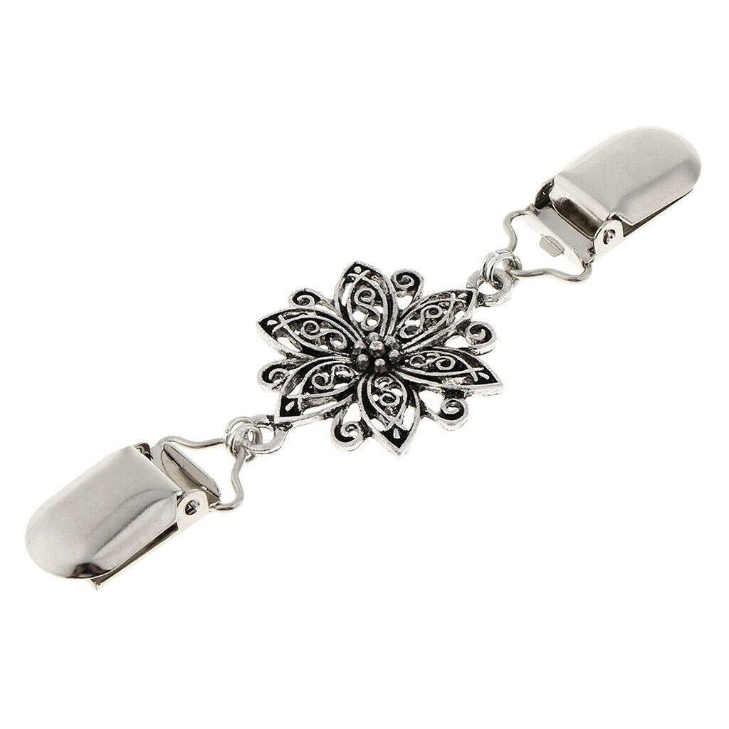 Lady Duck-mouth Plated Metal Flower Collar Clip Shawl Cardigan Collar Holder