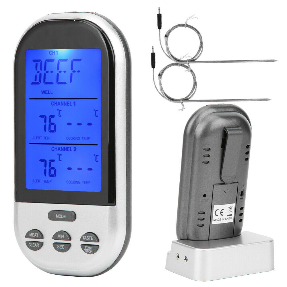 Wireless Meat Thermometer Dual Probe Digital Temperature Meter Remote Cooking