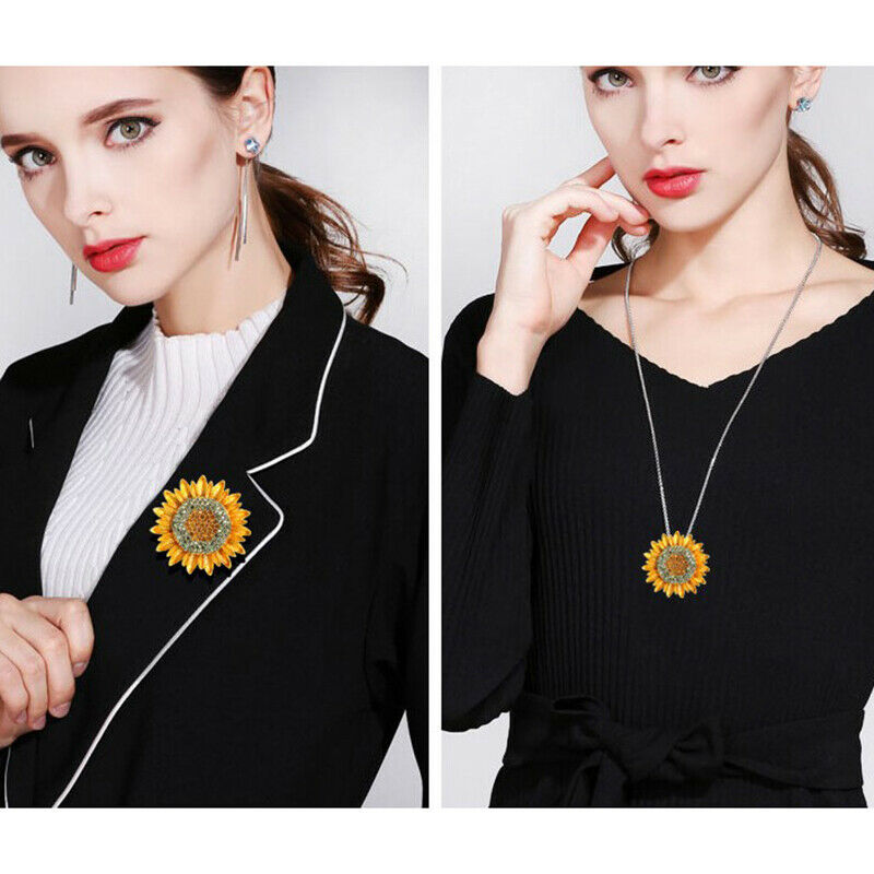 1pc Jewelry Charming Sunflower Flowers Yellow Rhinestone Crystal Brooch P.l8