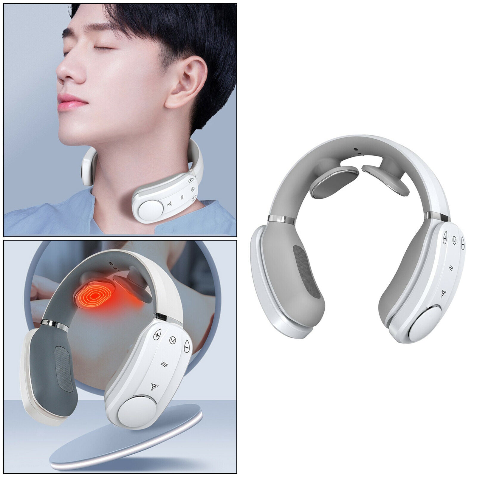 Neck Fan Cooling Heater Heating Massager for Muscle Relax Air Conditioner