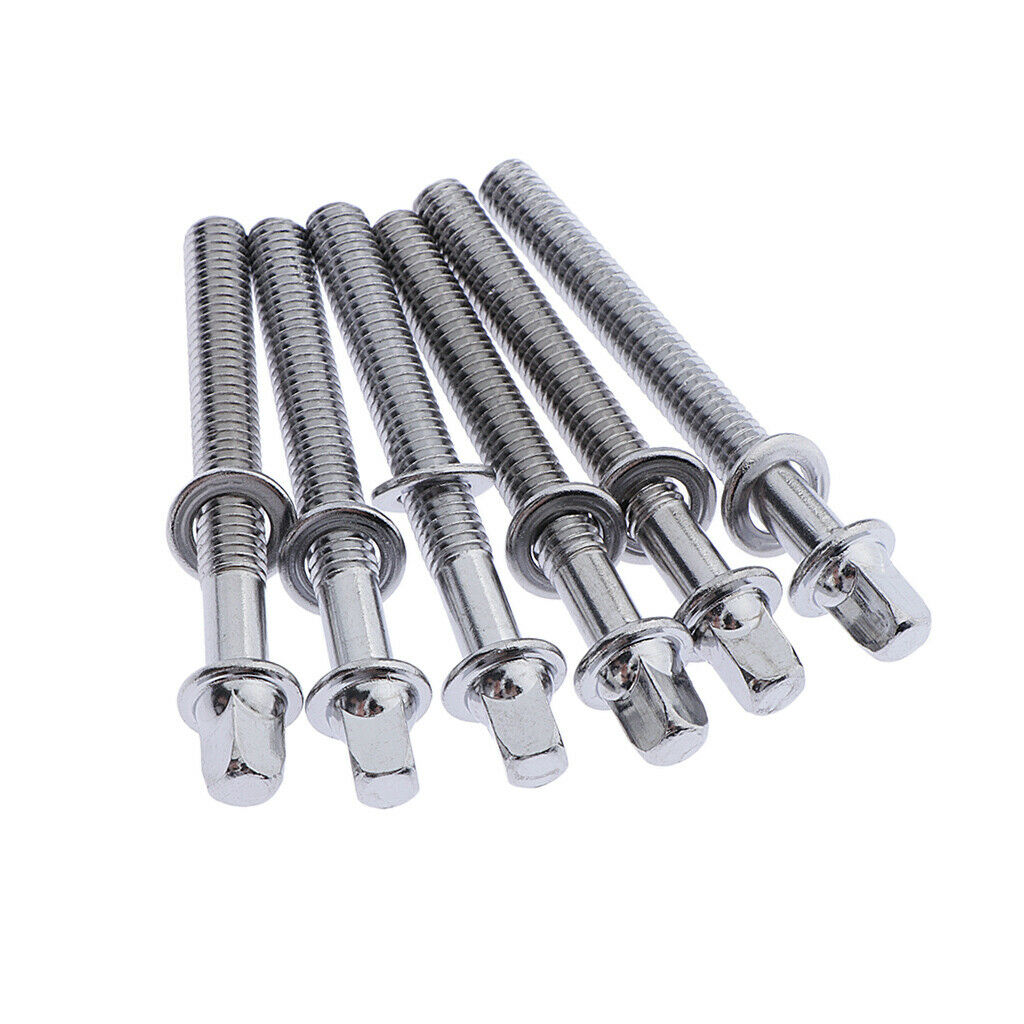 6x NEW Chrome 50mm Drum Tension Rods for Tom Bass Drum Build Accessory