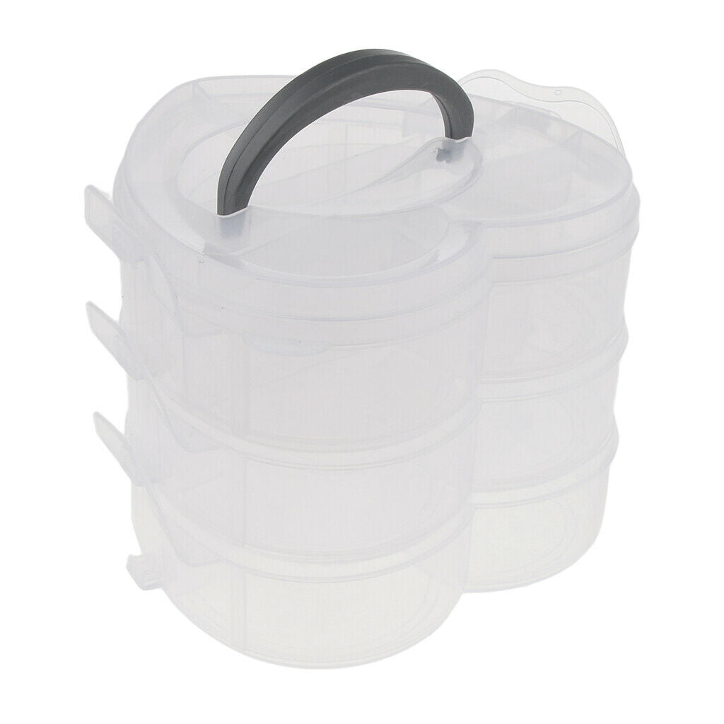 Clear Storage Box Adjustable Dividers 3-Tier Handbag Organizer Case Clear